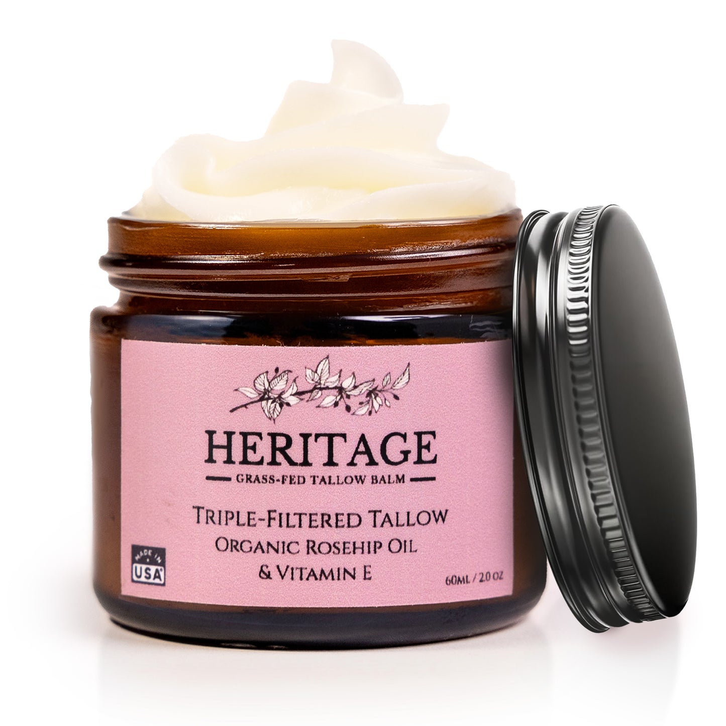 Whipped Tallow Balm with Rosehip Oil - Made with Organic Ingredients