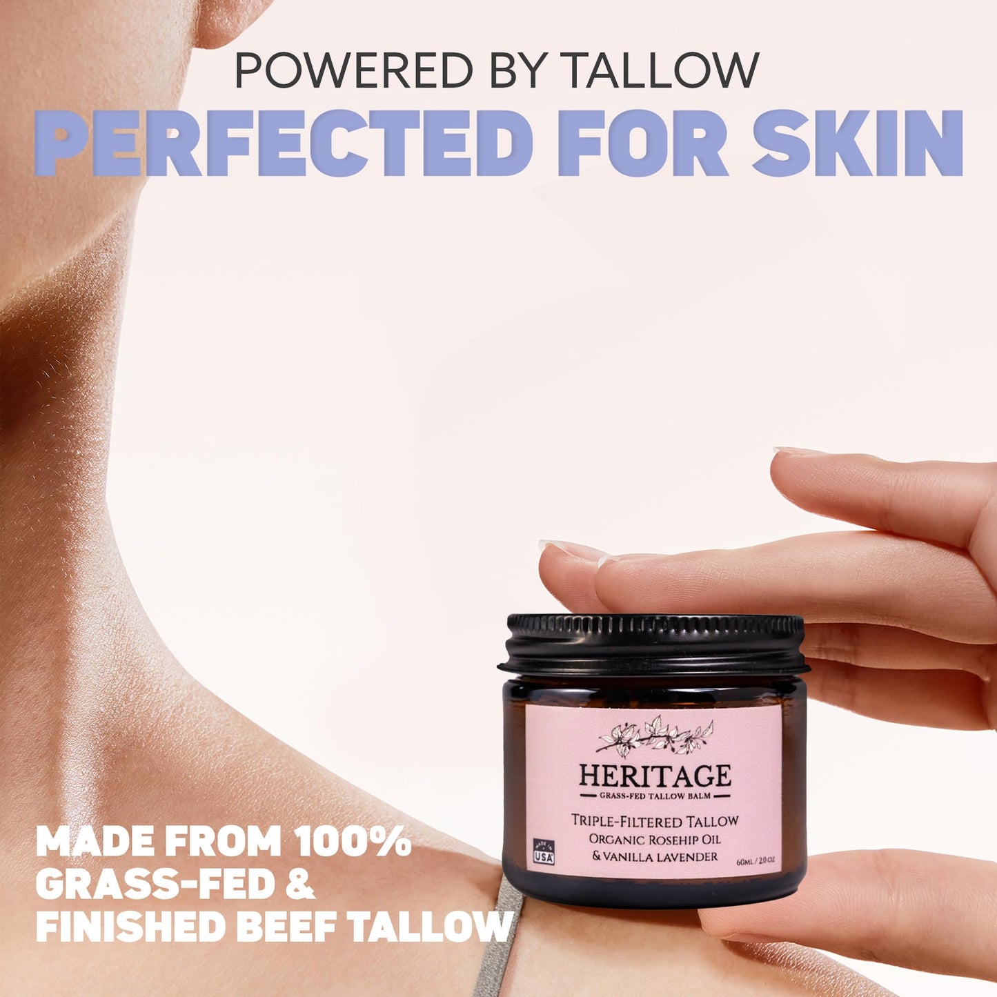 Whipped Tallow Balm with Rosehip Oil - Made with Organic Ingredients