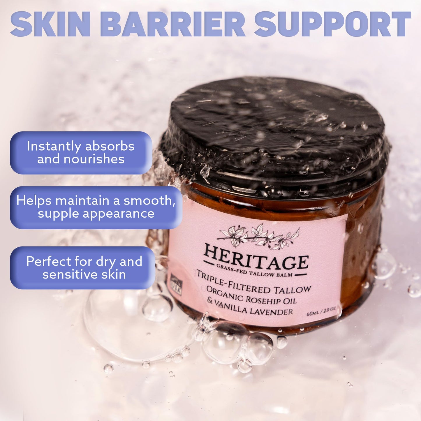 Whipped Tallow Balm with Rosehip Oil - Made with Organic Ingredients