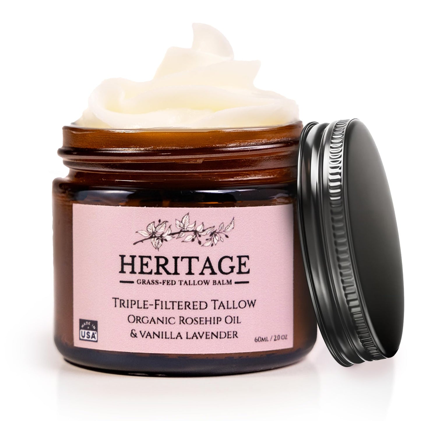 Whipped Tallow Balm with Rosehip Oil - Made with Organic Ingredients