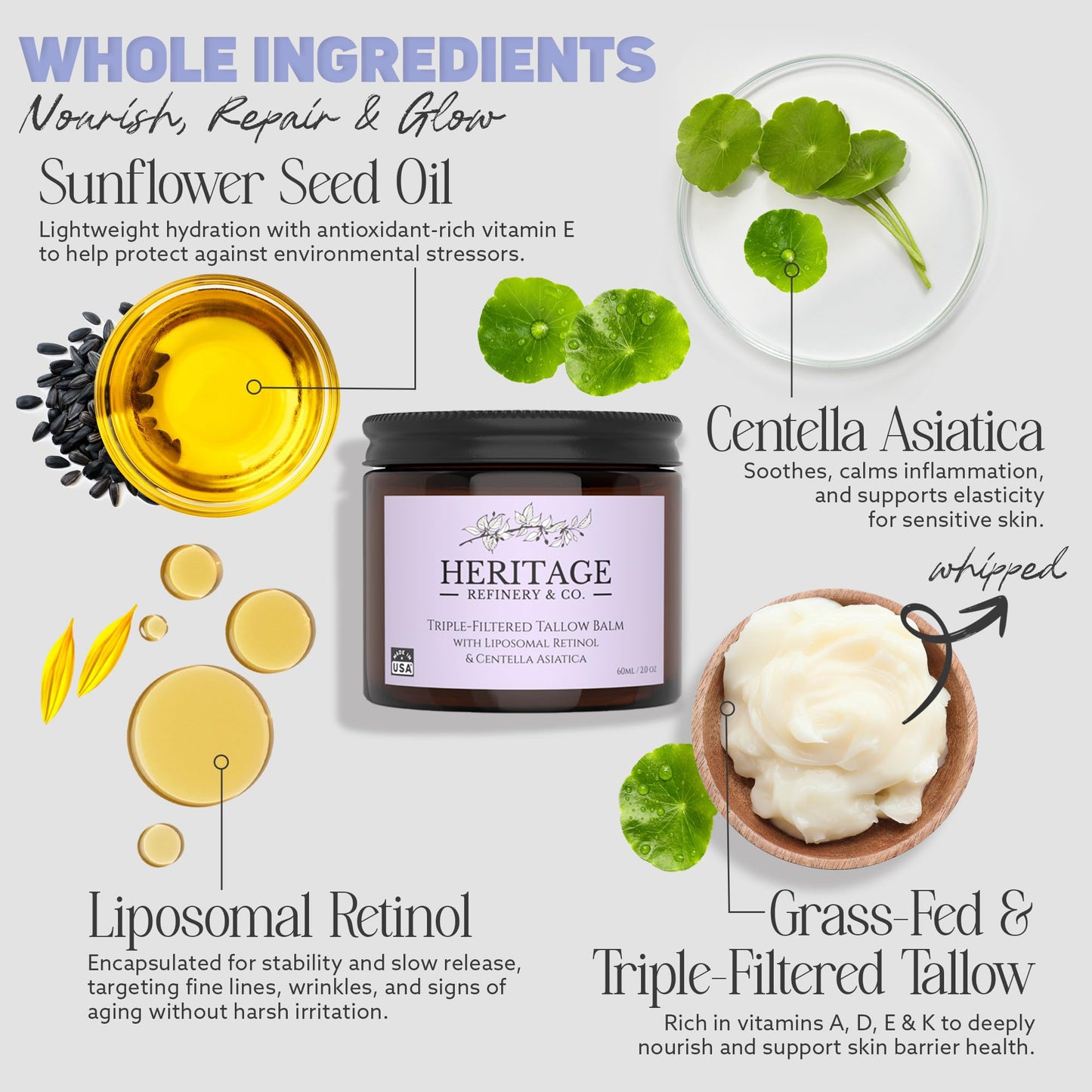 Whipped Tallow Balm with Retinol & Centella Aciatica